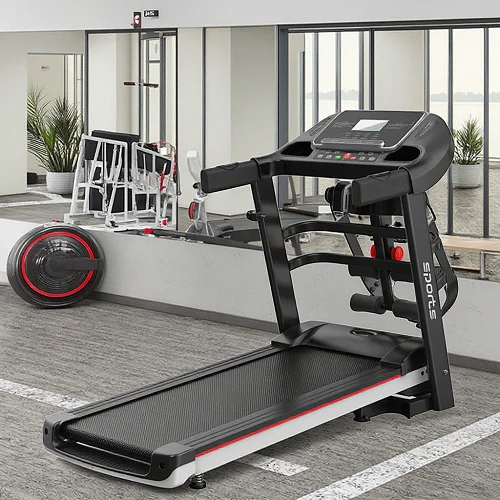 Foldable Motorized Treadmill/ Walking Pad With Massager And Display - Black