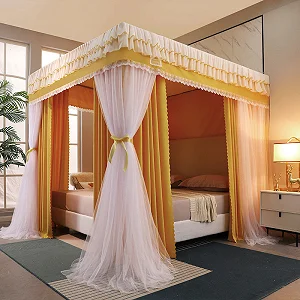 (6*6) 4 stand curtain mosquito net - Top Design May Vary
