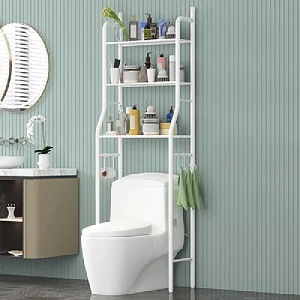 Bathroom Over Toilet Storage Rack Organizer-White