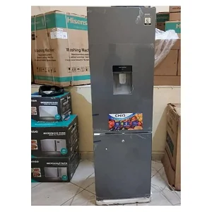 Chiq 340L Defrost Bottom freezer Refrigerator With Water Dispenser Gray