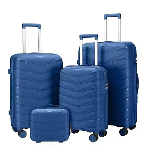 Set Of 4 Pcs Rubber Suitcase - Blue (Large, Medium, Small, Mini Small)