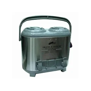 15 Litre Twin Flask - Hot And Cold Beverage Dispenser - Silver