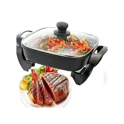 Nonstick Electric Skillet Electric Frying &amp; Baking Pan With Steam Vent -Black&amp; Heat-Resistant Handle