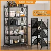 Foldable kitchen rack 5 layers, display rack stainless steel metal, multipurpose rack