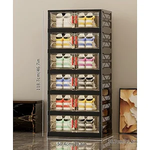6 Layer Foldable Shoe Rack - Multicolor