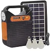 Solar Rechargeable LED  System With Fm Radio, USB,  Music, Charging Cables For Multifunctional Camping Light - Black