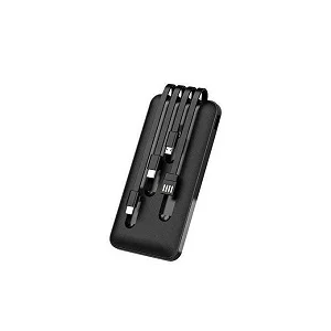 20,000mAh Fast Charging Power Bank With 4 Different Charging Cables - Black