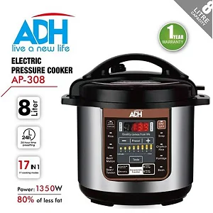 8 Litres ADH 17-in-1 Multipurpose Electric Pressure Cooker - Silver