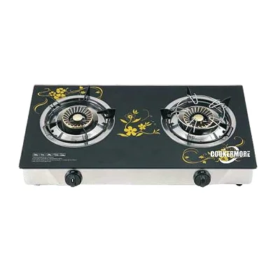 Double Glass Cooking Gas Stove / Burner /Cooker/Cook Top With Automatic Ignition - Black
