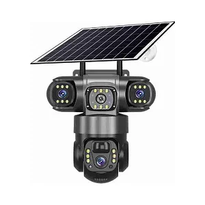 Solar Camera 4G Sim Card / WiFi Outdoor 3 Lens 3 Screen Human Detect Network IP Cameras Night Vision CCTV Security Protection