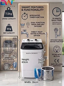 7.5kg Digiwave Model DW-WM2011 Portable Washing Machine - White