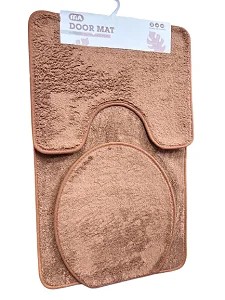 Bathroom Rug Set 3 Piece Anti-Slip Soft Bath Mats Rectangular Floor Mat Shower Rug, U-Shaped Area Rug, Toilet Lid Cover -Multi color