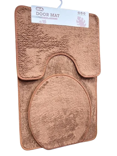 Bathroom Rug Set 3 Piece Anti-Slip Soft Bath Mats Rectangular Floor Mat Shower Rug, U-Shaped Area Rug, Toilet Lid Cover -Multi color
