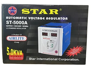 Star ST-5000A Electric Automatic Voltage Regulator 5000W - Black