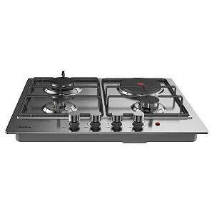 Midea 60cm Built-in Gas Hob, 3 Gas Burners 1 Electric Hot plate With Auto Ignition - Silver