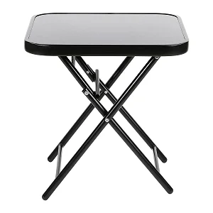 50cm Tempered Glass Top Folding Side Table - Black