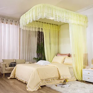 6x6 king Size Wall mounted Mosquito Net- Cream