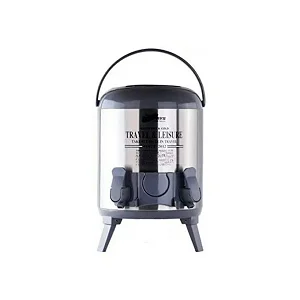 9.5L Double Tap Insulated Water Dispenser Jug – Black & Silver Hot & Cold Beverage Cooler