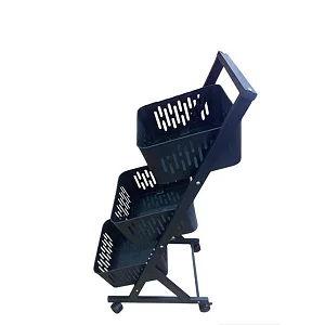 Metallic Pantry Storage Bin Rack Organizer Trolley (3 racks)- Black