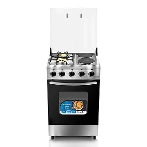 Saachi 2 Gas + 2 Electric Stainless Steel Stove/Cooker With Gas Oven