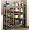 Kitchen Storage Shelf, Microwave Stand Cart or Coffee Bar Table Organizer, for Spice, Pots and Pans Organizer - Black