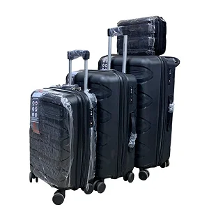 Set Of 4 Pcs Waterproof Rubber Suitcase - (L,M,S,XS) - Black