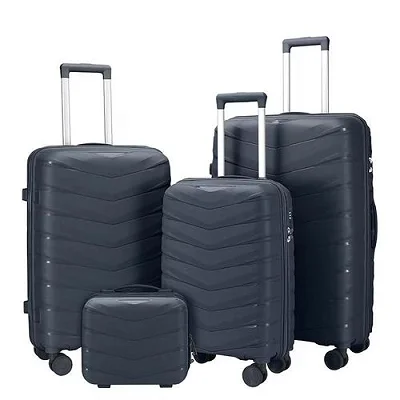 Set Of 4 Pcs  Waterproof Rubber Suitcase - (L,M,S,XS) - Black