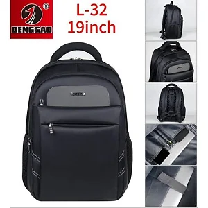 Large Men's Backpack Female Oxford Cloth Laptop Bag-Black
