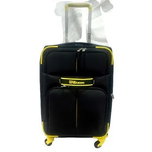 Large Size Wiersoon Fashion Travel Fabric Suite Case With 4-Wheel Spinner Wheels - Black/ Yellow