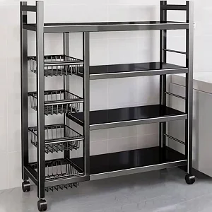 Multifunction kitchen storage rack/ cabinet-black