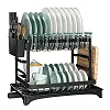 2 Layers Stainless-steel Dish Rack( Not Assembled)- Multicolor
