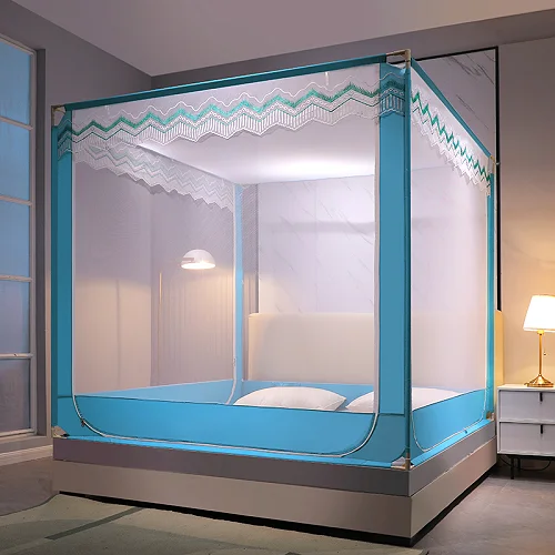 6x6 Tent Square  Mosquito Net - Blue/ White