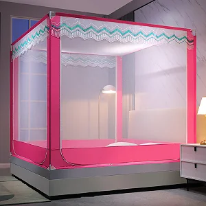 5x6 Tent Square Mosquito Net - Pink/White