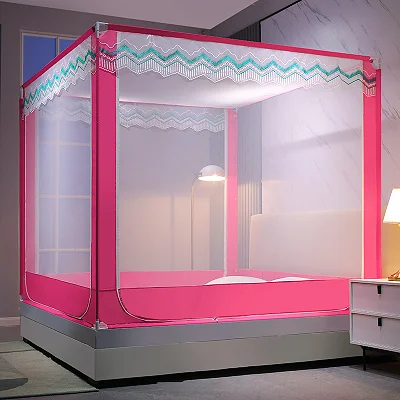 5x6 Tent Square  Mosquito Net - Pink/White