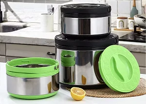 Lunch box food flask for keeping food warm it comes with 3 pieces the small,medium and big