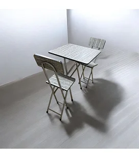 Set Of Foldable Reading Table With 2 Foldable Chairs - Grey