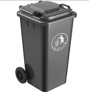 Outdoor 240L Plastic Waste Bin With Wheels Heavy Duty - Black