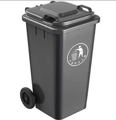 Outdoor 240L Plastic Waste Bin With Wheels Heavy Duty - Black
