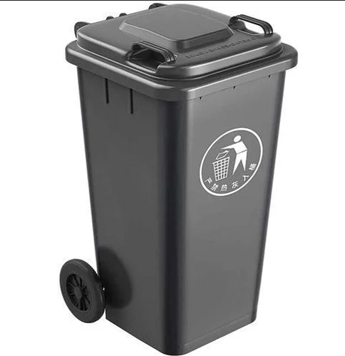 Outdoor 240L Plastic Waste Bin With Wheels Heavy Duty - Black