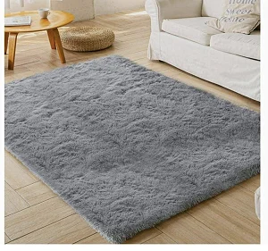1.5 x2m Medium Fluffy Center Carpets Fluffy Rugs - Grey