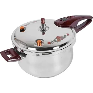 7L Stainless Steel Non Electric Pressure Cooker Mini Pressure Cooker for Induction Gas And Electric Stoves With Ergonomic Handle and Security Guard-Silver