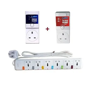 Pack of TV Guard+ Fridge Guard +Extension Cable 6 ways-White