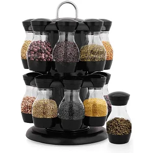 Spice Carousel Rotatable Spice Rack with 16 spice jars