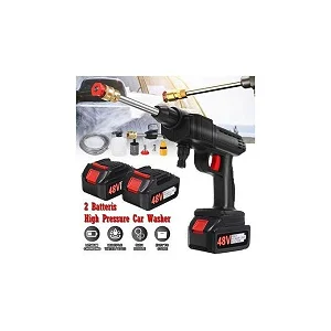 Portable Cordless High Pressure Car Washer with 2 Batteries - Multicolor