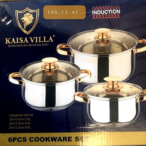 Kaisa Villa 3 Pieces Cookware Set With Covers 5 Layers Bottom-silver