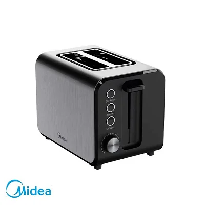 Midea 2 Slice Stainless Steel Toaster- Silver &amp; Black