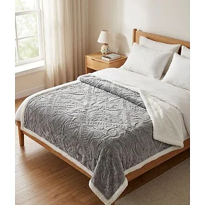 5x6 Fleece Blanket / Throw Blanket(White inside) - Grey