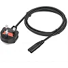 1.5M 2-Pin UK/EU Power Cable – Fused Power Cord for Desktop, Laptop, Monitor, Printer, Photocopier, Kettle Supports Up to 220V