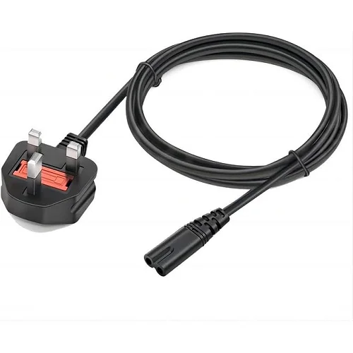 1.5M 2-Pin UK/EU Power Cable – Fused Power Cord for Desktop, Laptop, Monitor, Printer, Photocopier, Kettle Supports Up to 220V