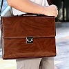 Men's Shoulder Briefcase With Password Lock Computer Leather 15 Inch